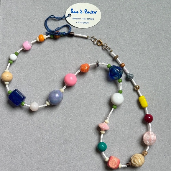 VINTAGE HANDMADE LOIS BECKER Necklace Designer Mixed Beads 21" - Picture 1 of 7